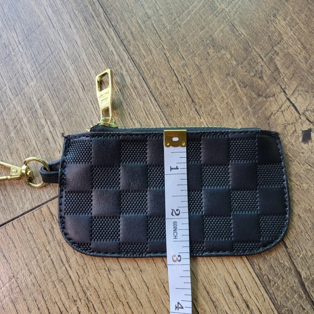 LV Style Damier Infini Key Pouch Onyx Black Leather Wallet Style N62658